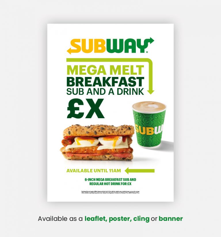 Free Hot Drink with Breakfast Subway Store Marketing